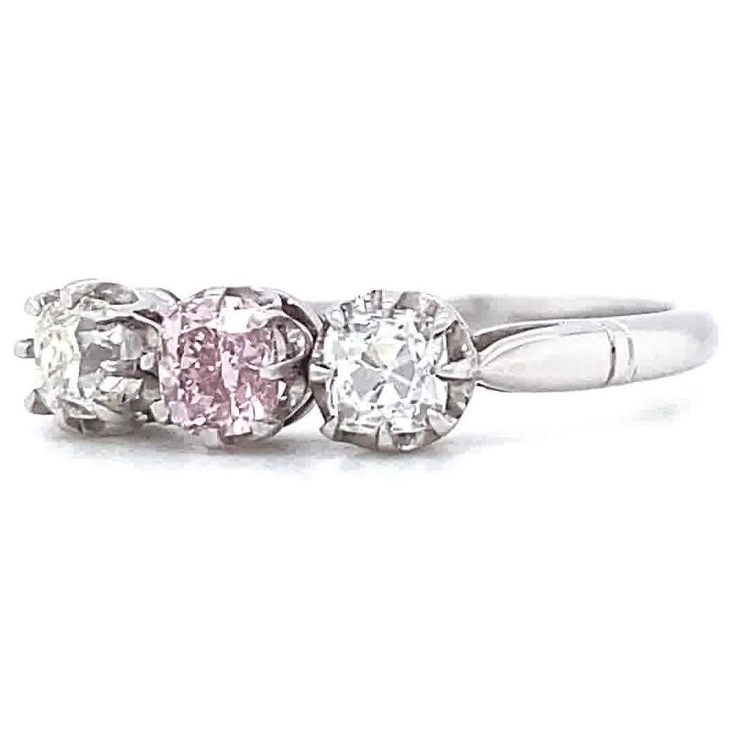 3 stone pink diamond ring