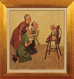 Intentando hacer sonreír al bebé, portada del Saturday Evening Post