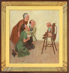 Intentando hacer sonreír al bebé, portada del Saturday Evening Post