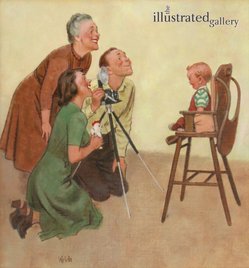 Trying To Make Baby Smile, Saturday Evening Post Cover - Painting by Jack Welch