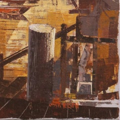 'Morning Sun', San Francisco Bay Area Modernist Harbor Scene, Seascape, Seafood