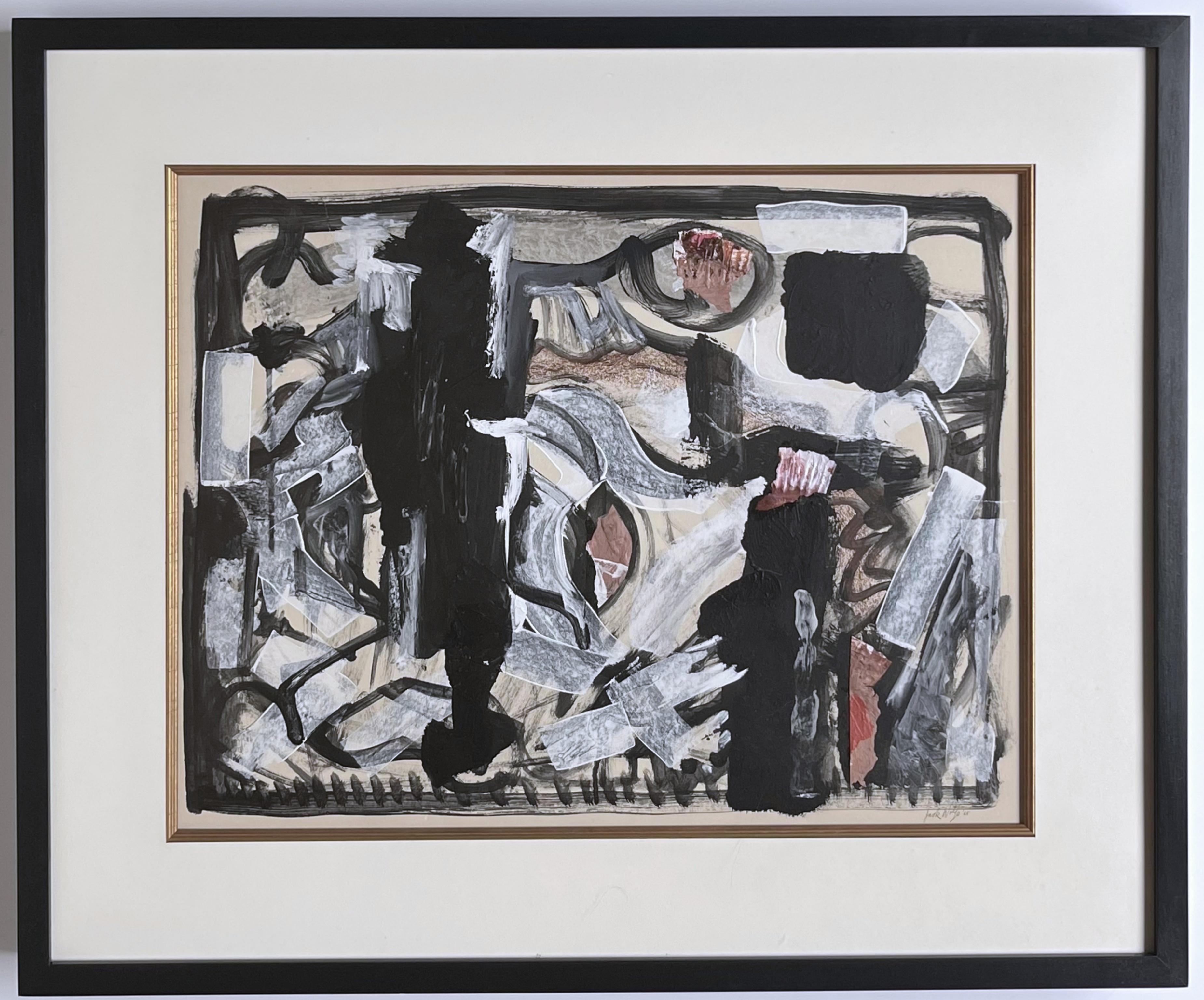 Jack Wolfe - Mid century Modern Abstract Expressionist painting, Signed, Framed