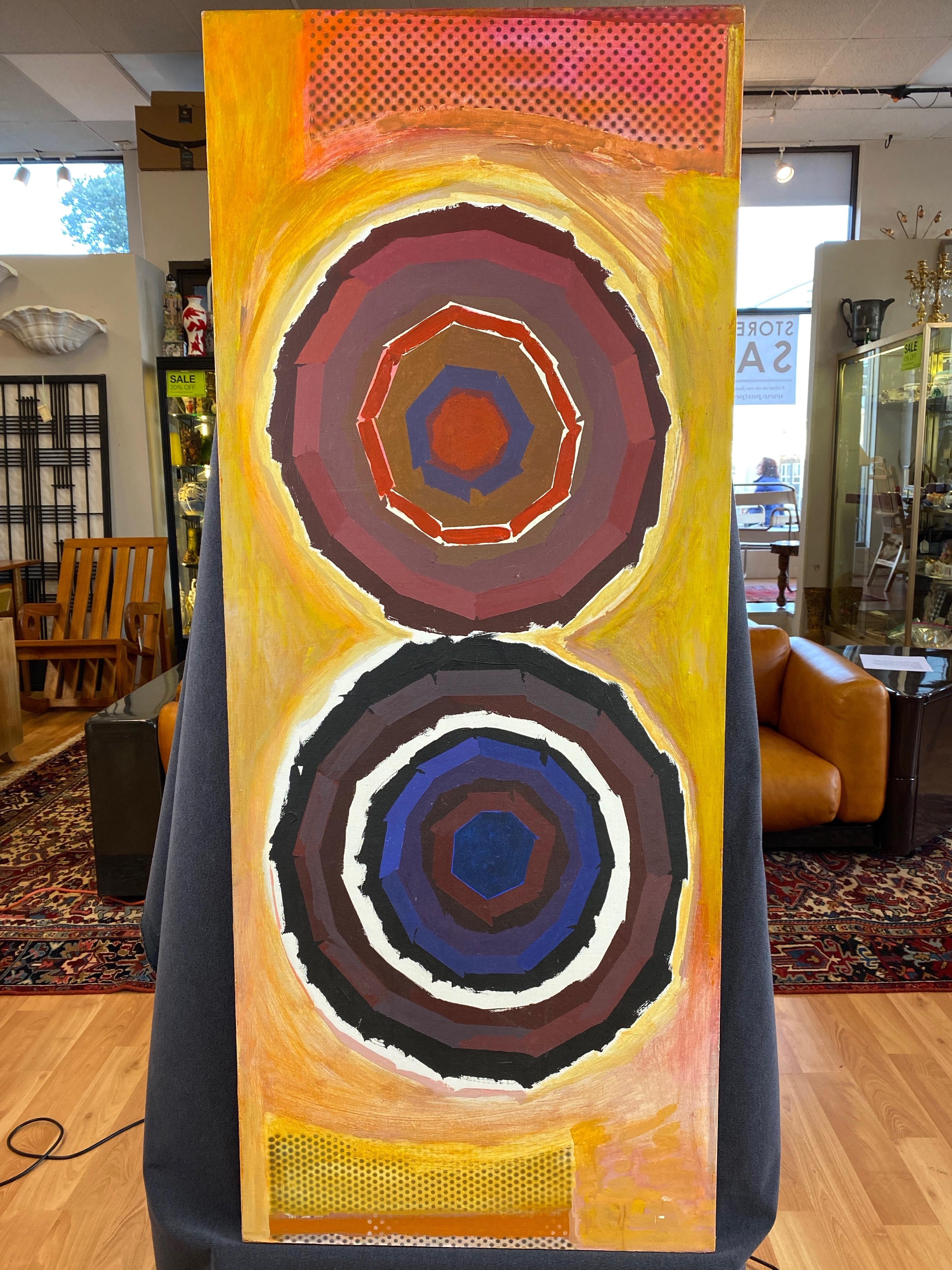 Jack Wolfe “Concentric Circles”, Tall Abstract Expressionist Painting, 1960s 3