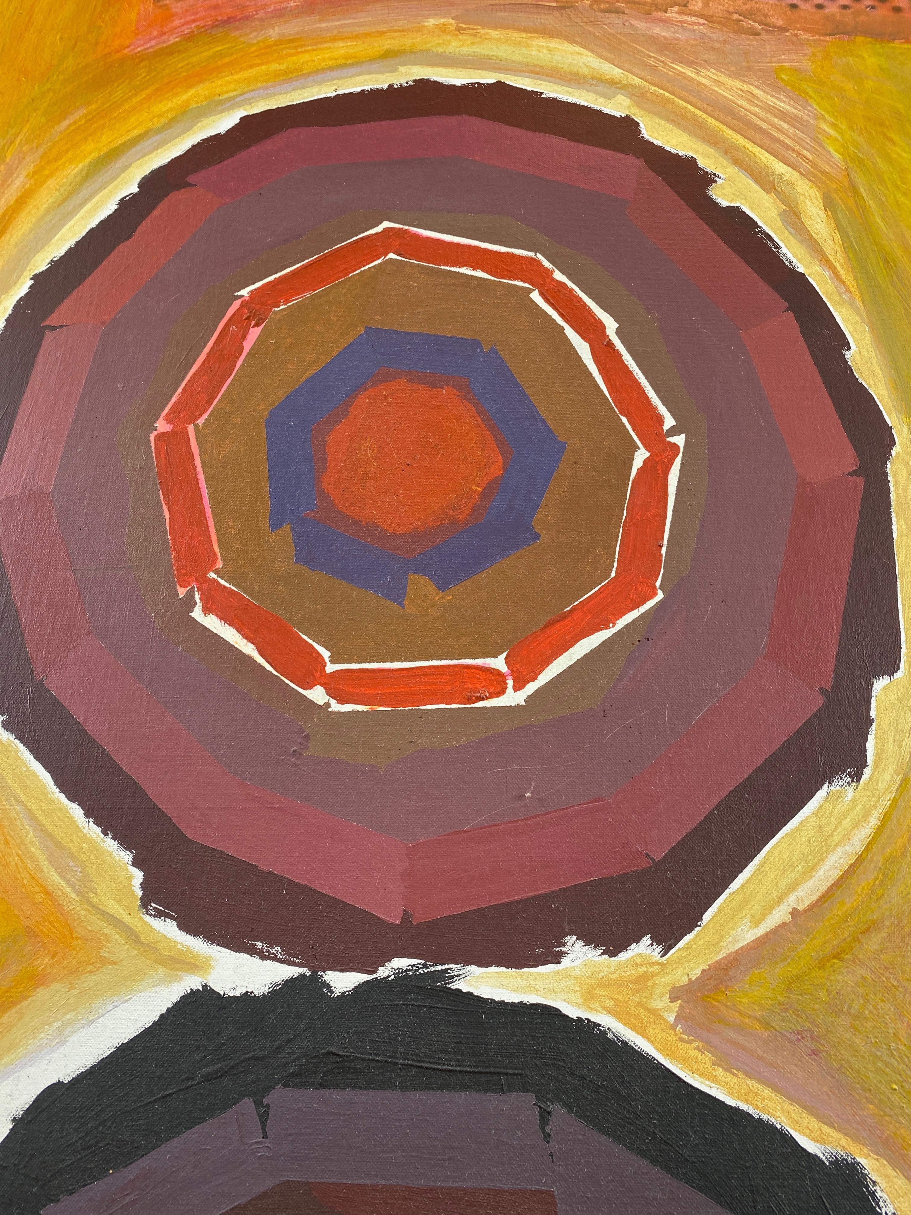 Jack Wolfe “Concentric Circles”, Tall Abstract Expressionist Painting, 1960s In Good Condition In San Francisco, CA