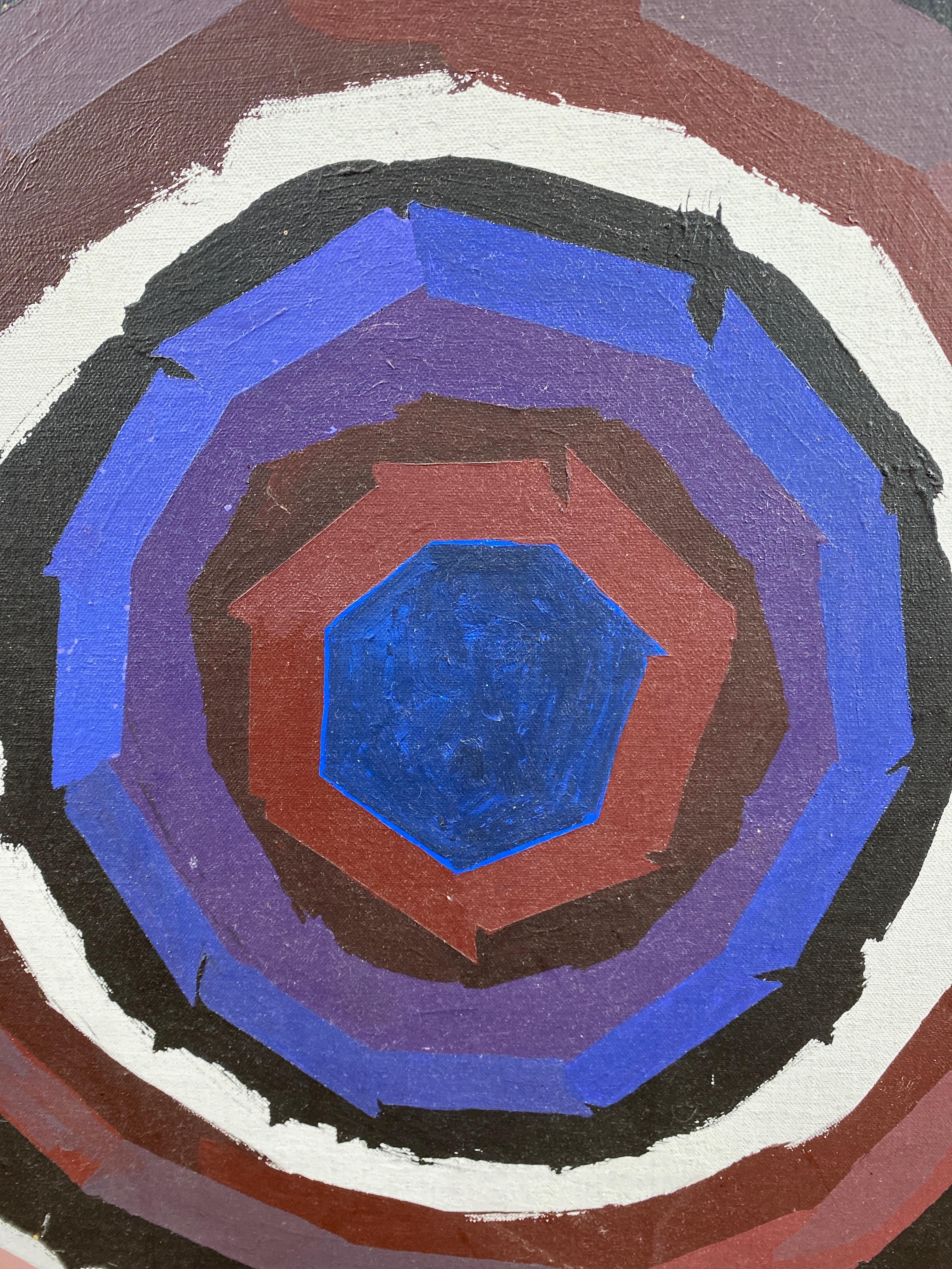 Jack Wolfe “Concentric Circles”, Tall Abstract Expressionist Painting, 1960s 1