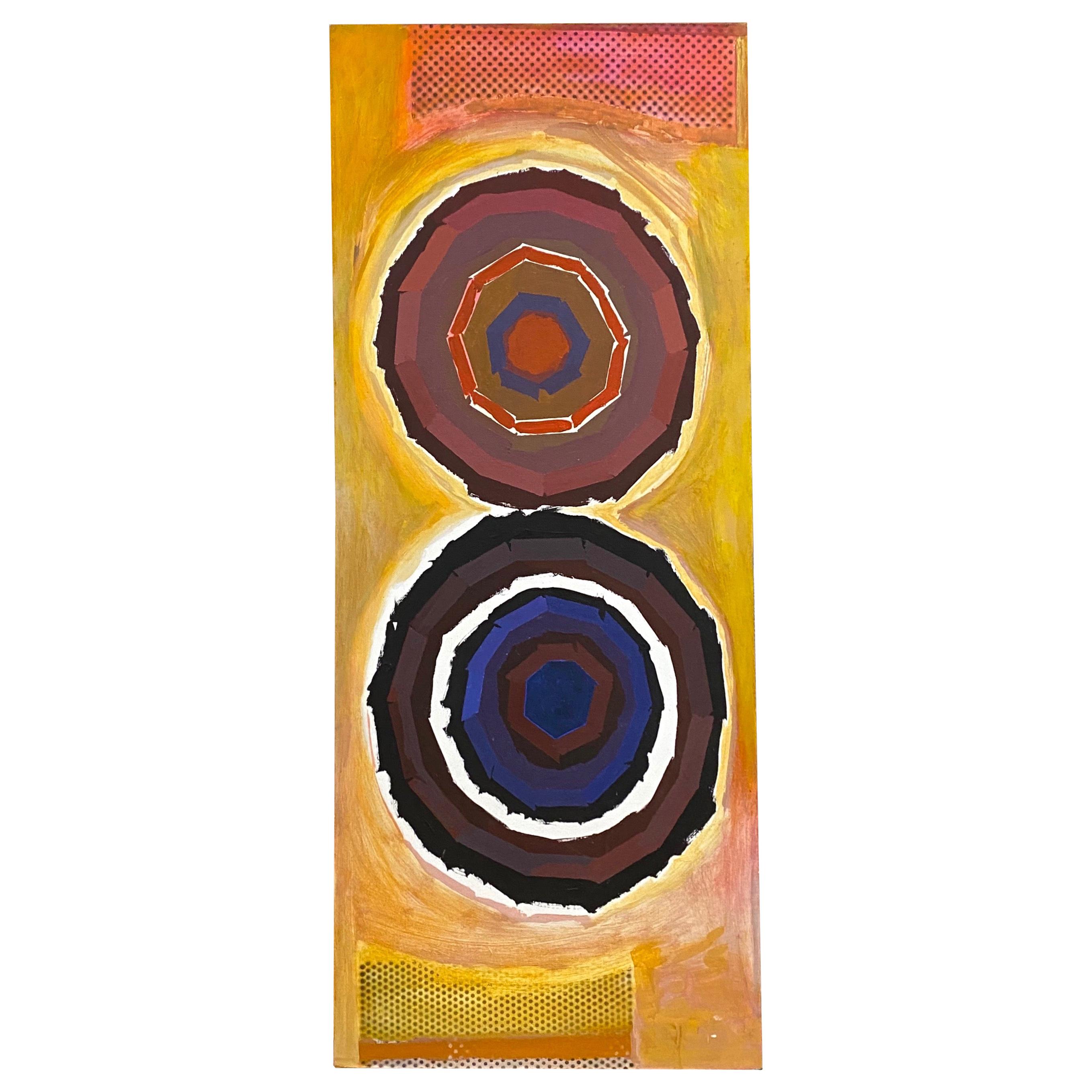 Jack Wolfe “Concentric Circles”, Tall Abstract Expressionist Painting, 1960s