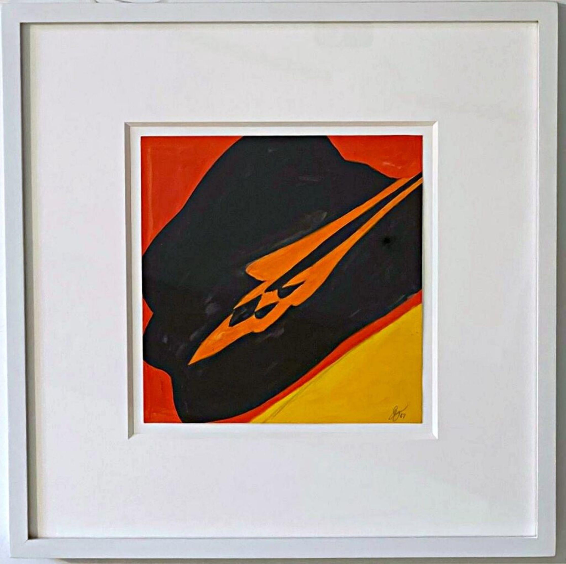 Studio #26, 1960 Pittura a guazzo firmata incorniciata Pace & Hudson Gallery provenienza - Art di Jack Youngerman
