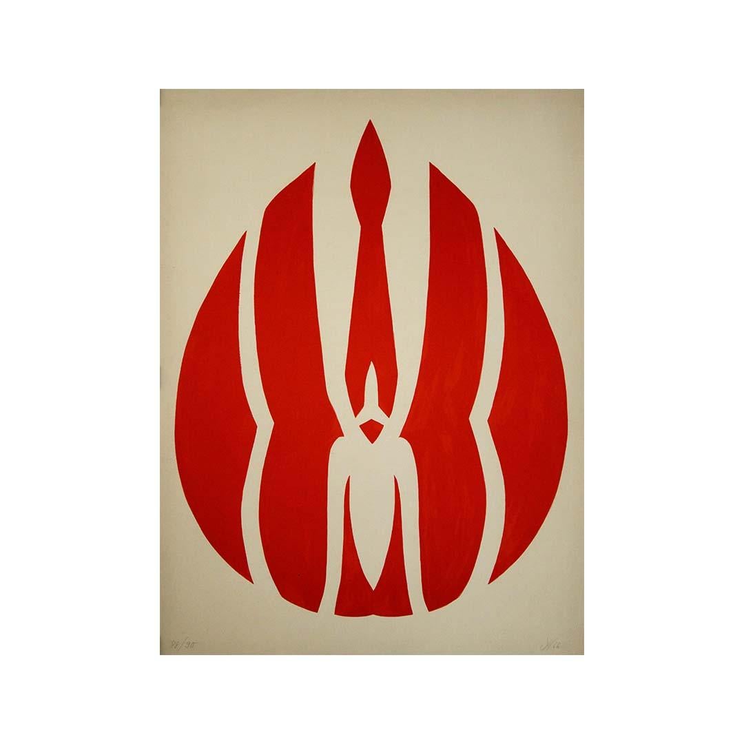 1966 litografía original de Jack Youngerman Composición rouge et blanc en venta 3