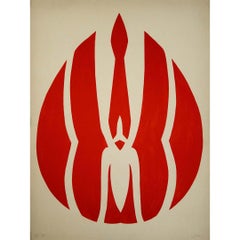 Originallithografie von Jack Youngerman, Composition rouge et blanc, 1966