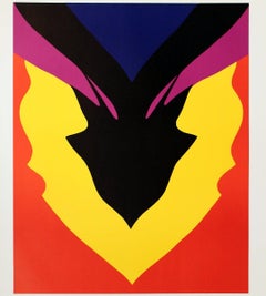 Jack Youngerman - « At Pace, Columbus » - Pop Art rouge, jaune, noir, orange, 1971 