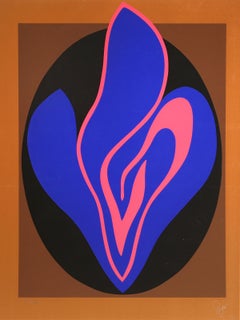Blue Flower, Abstract Screenprint by Jack Youngerman