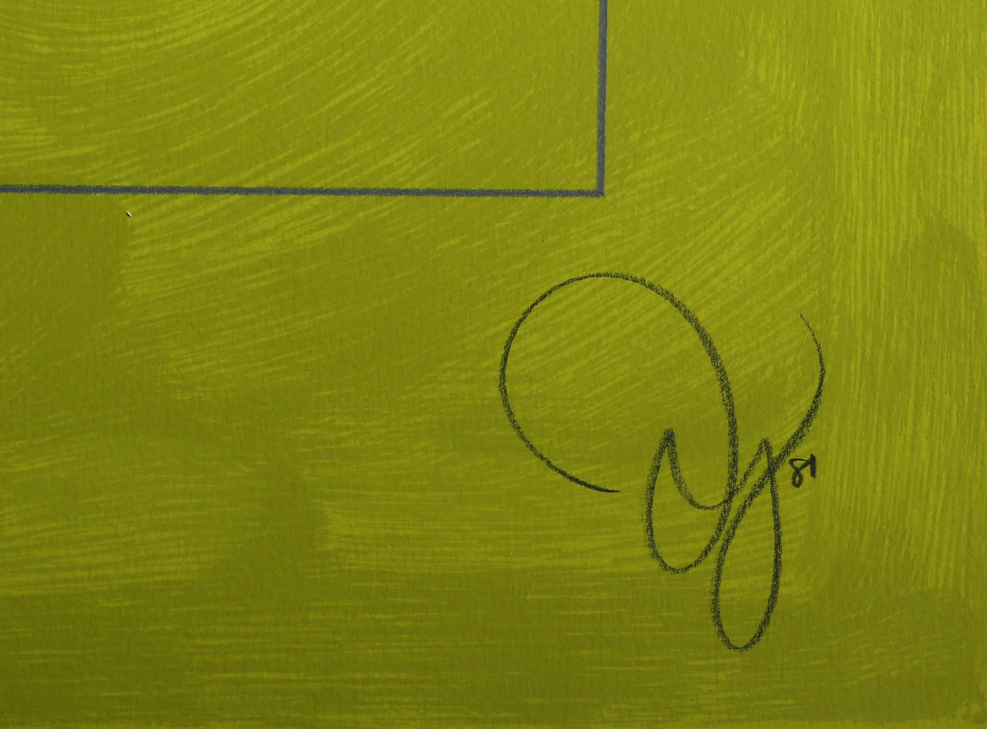 Galaxy - Apple Green, Abstract Geometric Mixed Media Print by Jack Youngerman For Sale 3