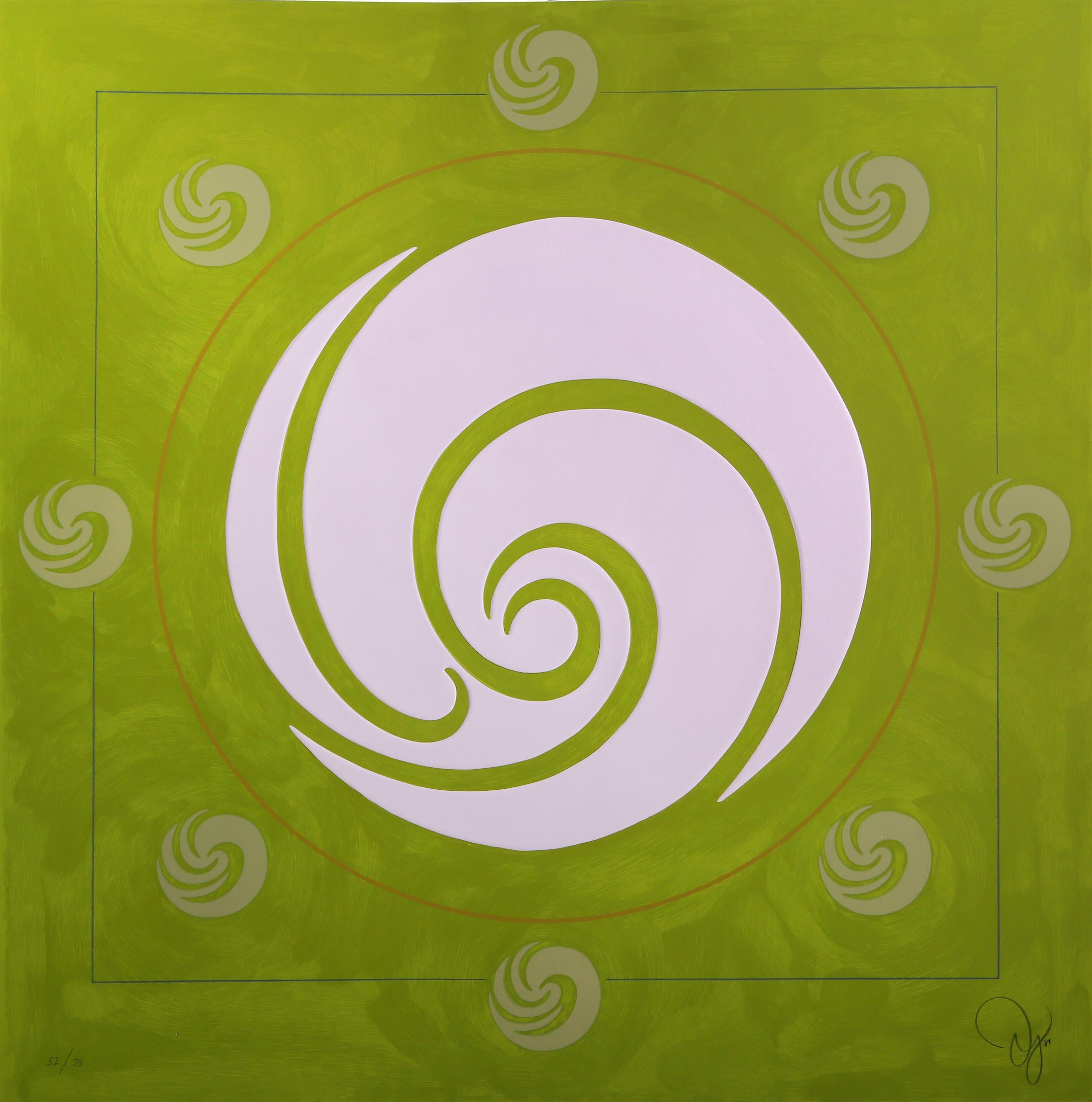 Jack Youngerman, American (1926 - 2020) -  Galaxy - Apple Green, Year:  1981, Medium:  Screenprint, Pochoir and Intaglio on Arches Paper, signed, dated and numbered in pencil, Edition:  52/75, Image Size:  36.25 x 35.25 inches, Size:  37 x 36 in.
