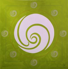 Galaxy - Apple Green, Abstract Geometric Mixed Media Print by Jack Youngerman