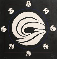 Mandala (Black), Impression abstraite en techniques mixtes de Jack Youngerman