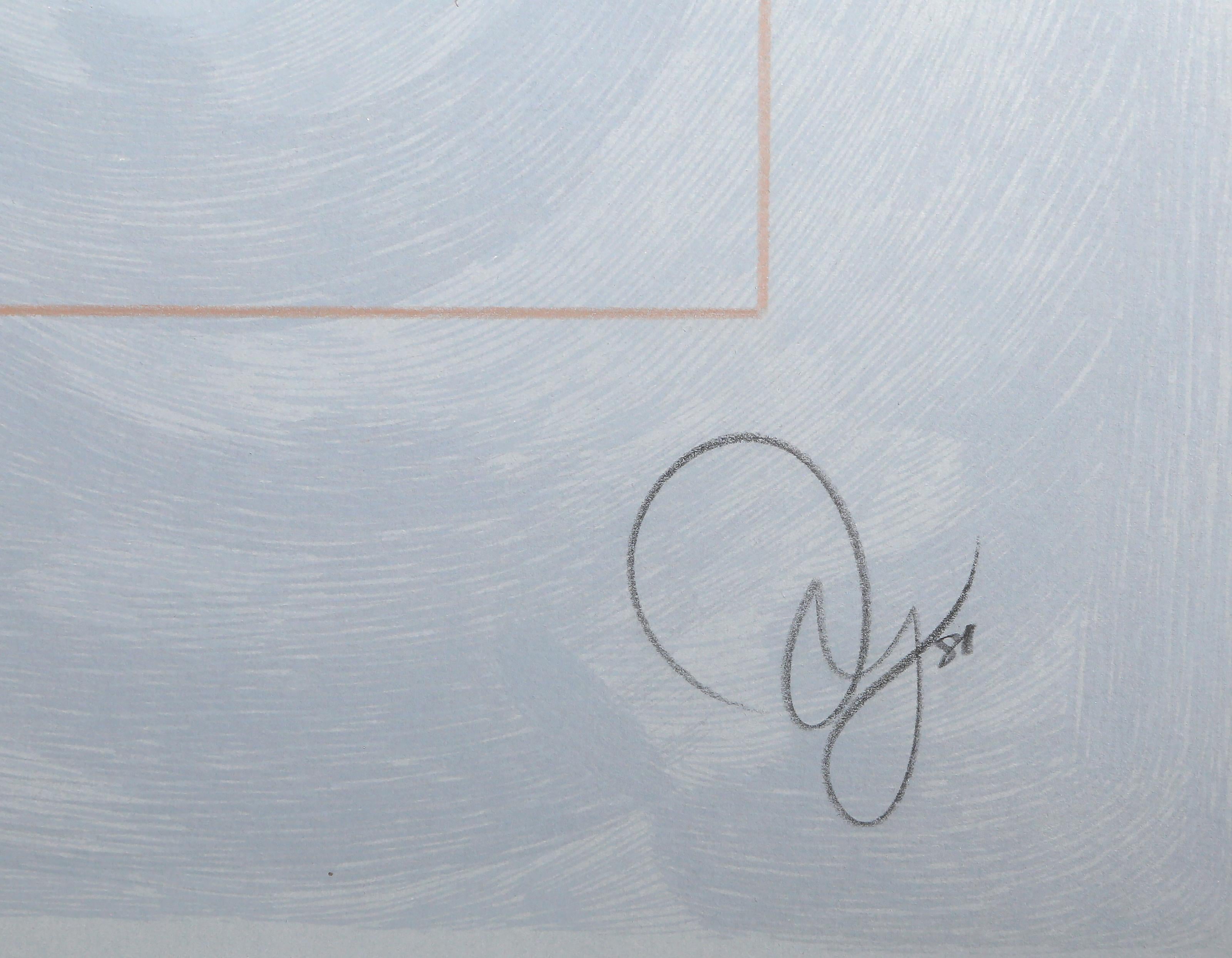 Nimbus Gray Blue, Abstract Geometric Mixed Media Print by Jack Youngerman For Sale 3