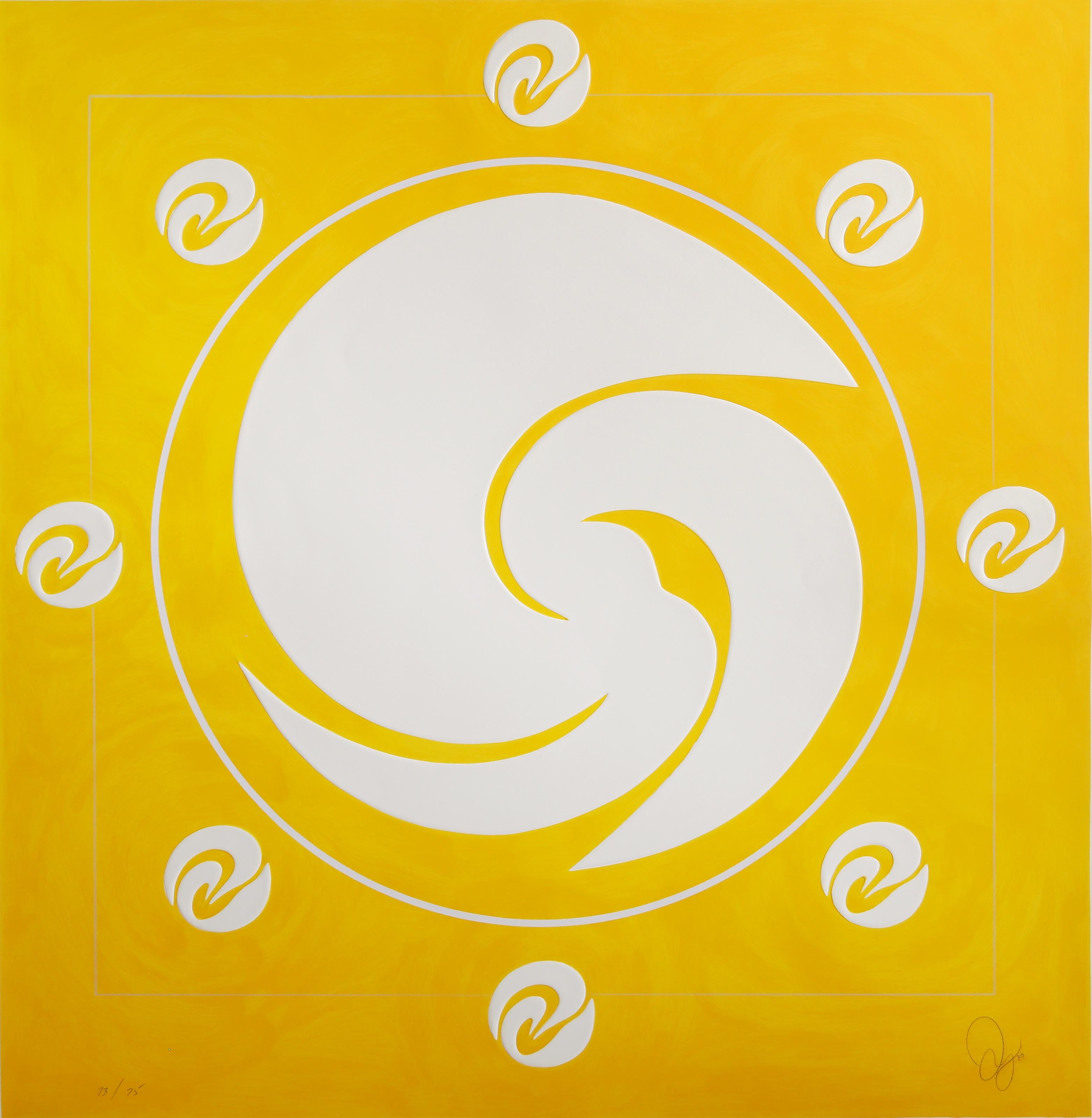 Orbit Yellow, Abstract Geometric Mixed Media Print by Jack Youngerman