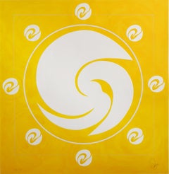 Orbit Yellow, Abstract Geometric Mixed Media Print by Jack Youngerman