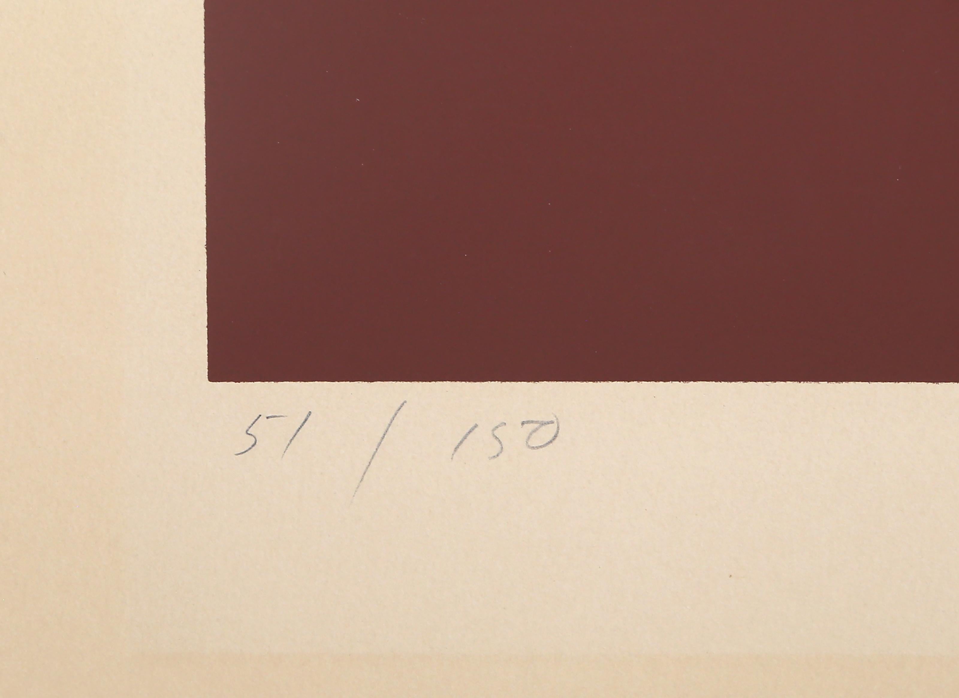 Rosa und brauner Oculus, abstrakte Lithographie von Jack Youngerman im Angebot 3