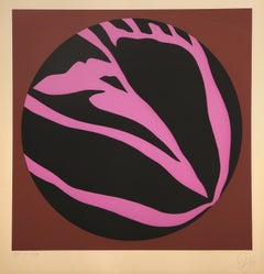 Pink and Brown Oculus, Abstract Lithograph by Jack Youngerman