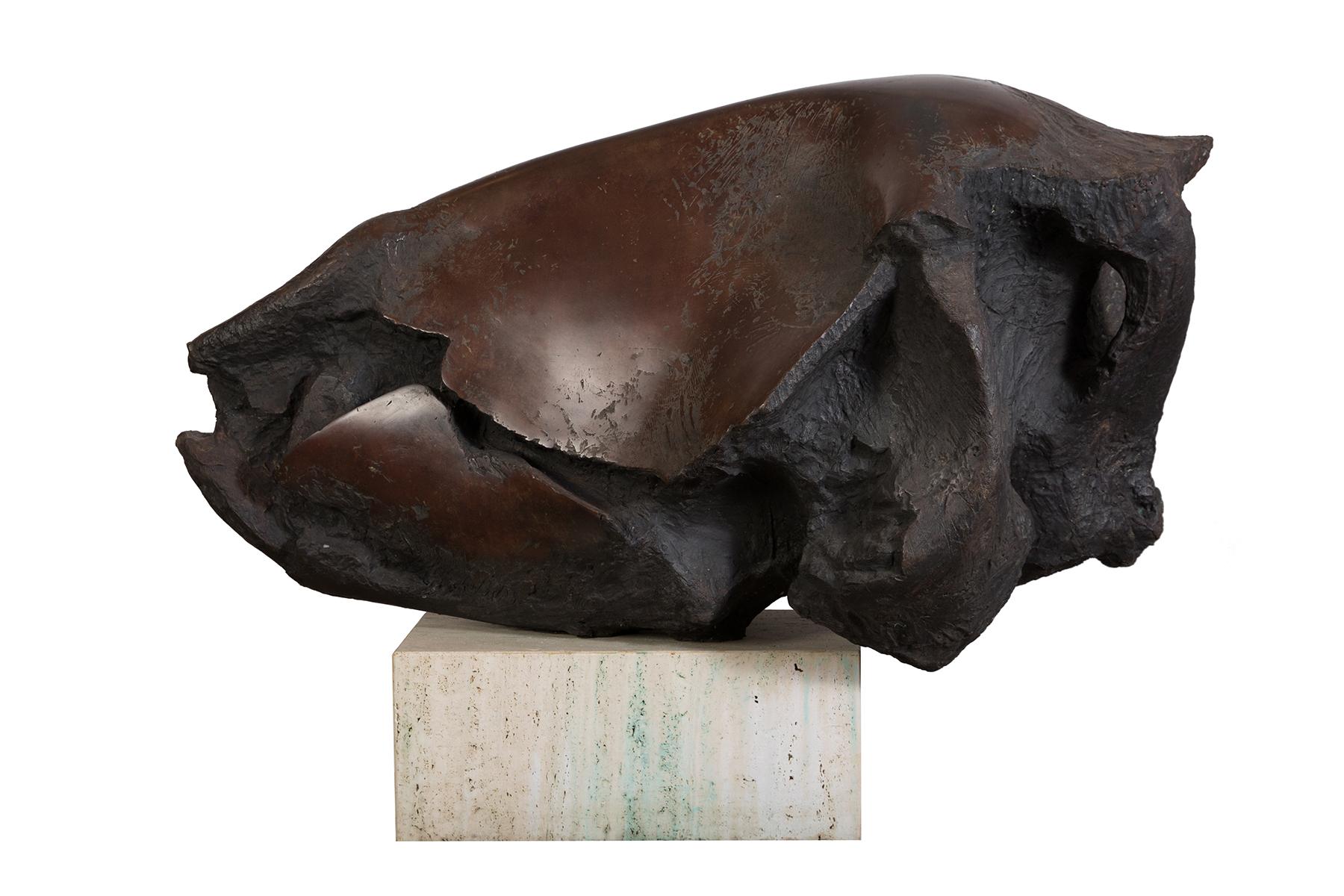 Mid-Century Modern Jack Zajac Massive Bronze Ram Skull Sculpture 