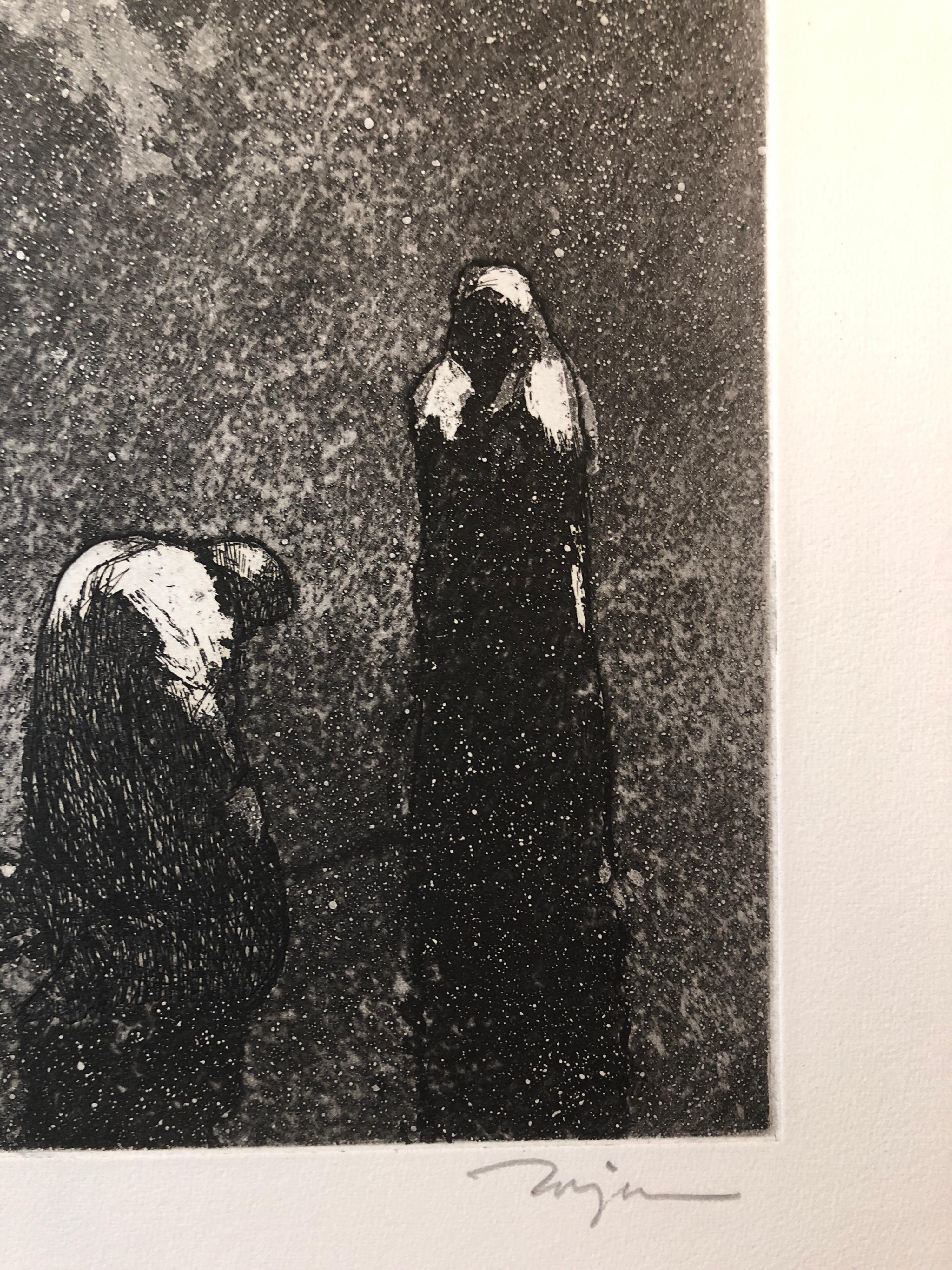 Surrealist Figurative Aquatint Etching California Modernist Sculptor Artist - Print by Jack Zajac