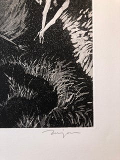 Surrealist Figurative Aquatint Etching California Modernist Sculptor Artist