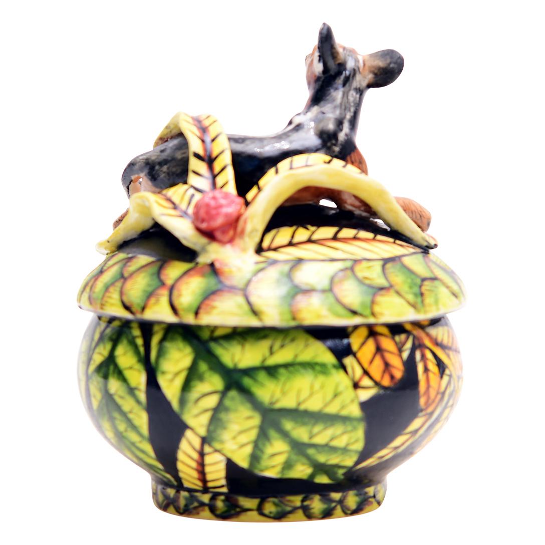 Modern Hand-made Ceramic Jackal Novelty Box, made in South Africa For Sale