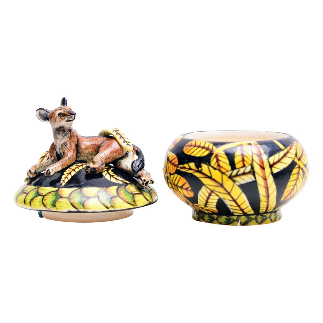 Hand-made Ceramic Jackal Novelty Box, made in South Africa In New Condition For Sale In North Miami, FL