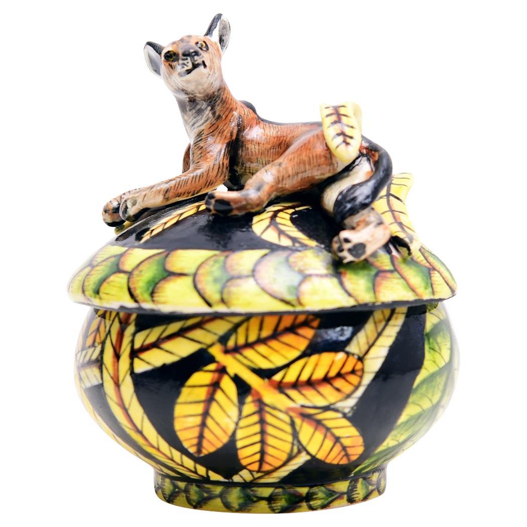 Hand-made Ceramic Jackal Novelty Box, made in South Africa For Sale
