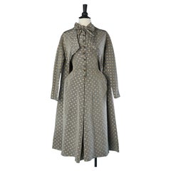 Vintage Jacket and backless dress in polka dots shantung Lucile Manguin 1952's 