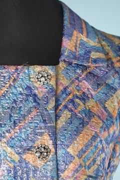 Jacket and long skirt ensemble in lurex brocade SHOCKING