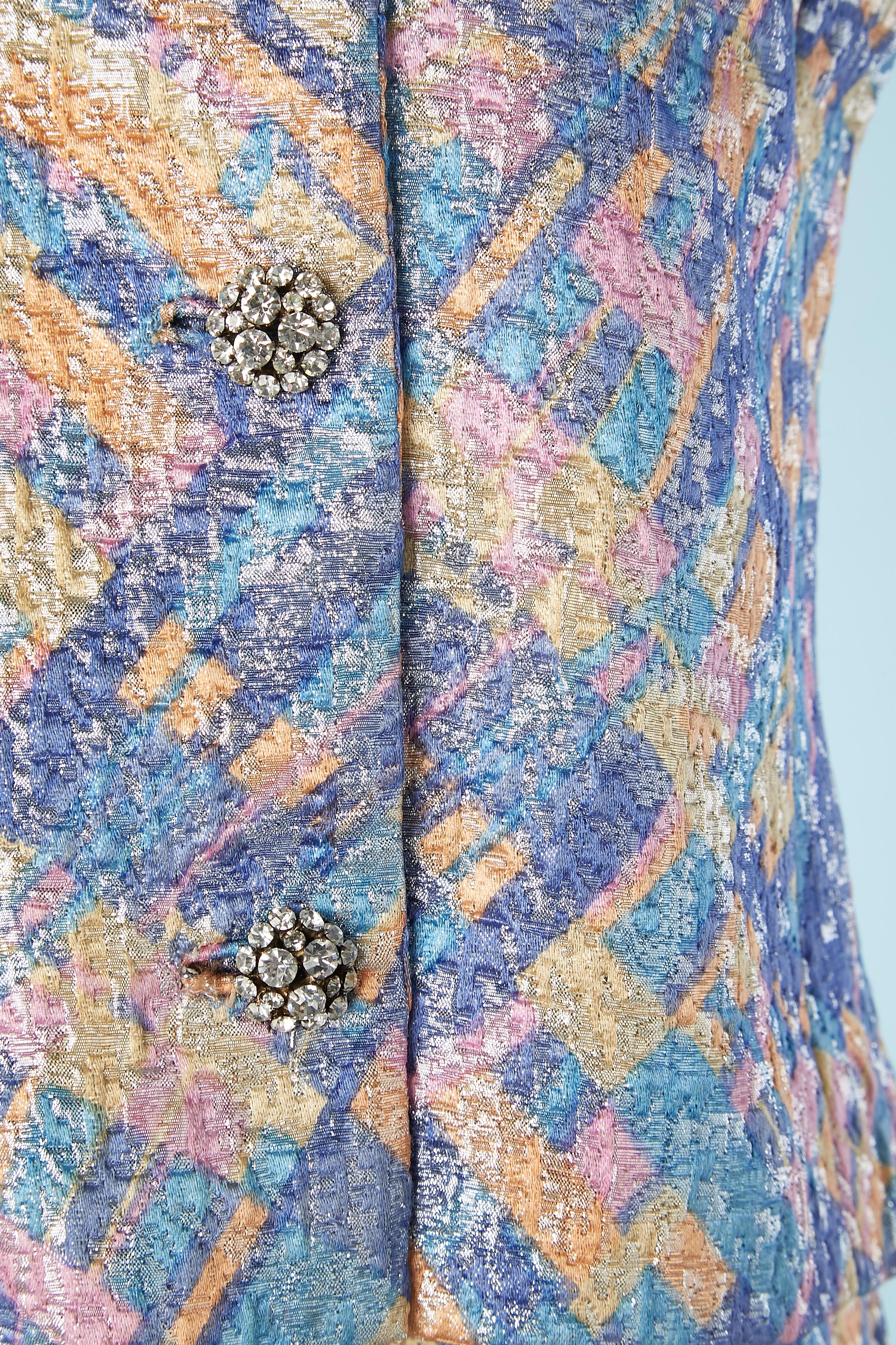 Conjunto de chaqueta y falda larga en brocado de lúrex SHOCKING Gris en venta