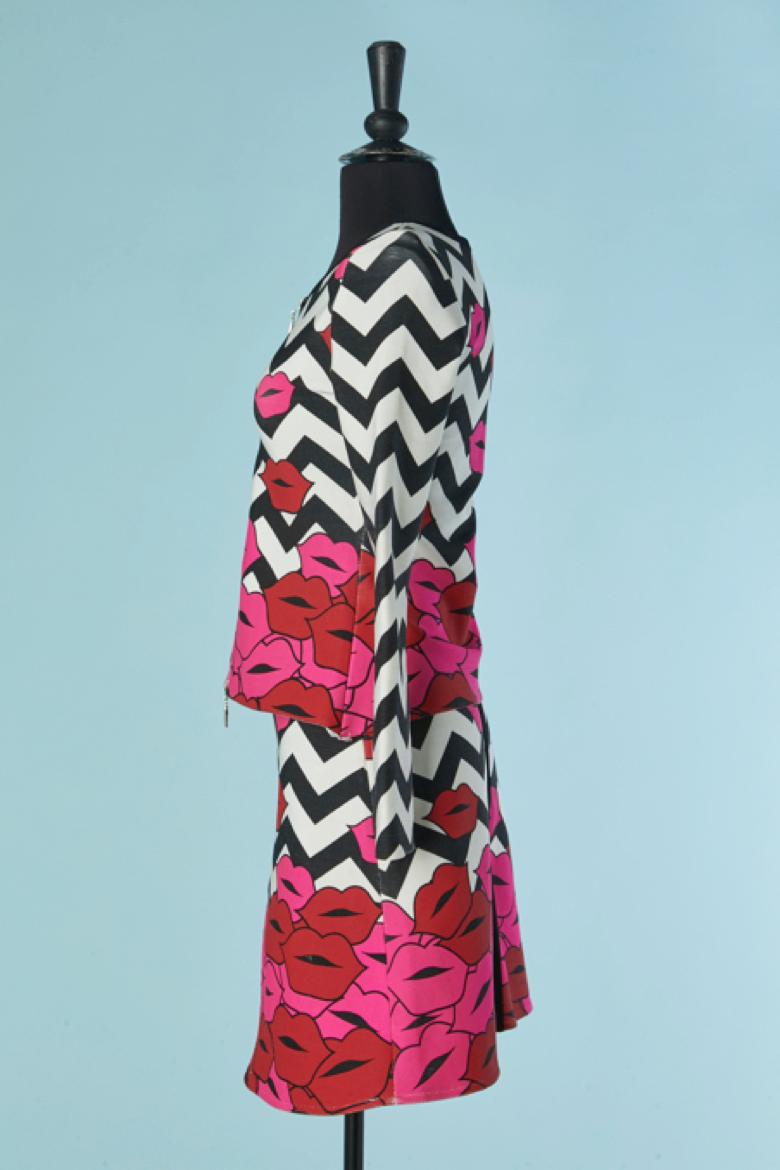 Giacca e gonna con stampa di labbra HERVÉ LÉGER In condizioni buone in vendita a Saint-Ouen-Sur-Seine, FR