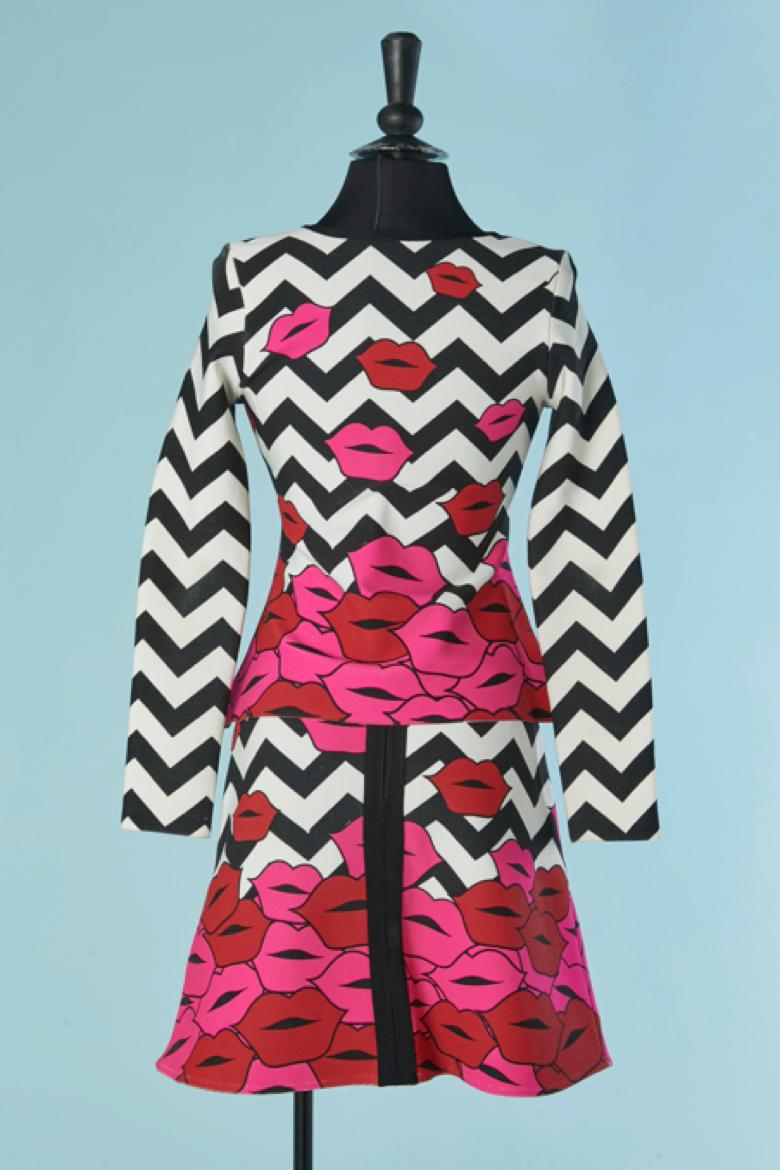 Donna Giacca e gonna con stampa di labbra HERVÉ LÉGER in vendita