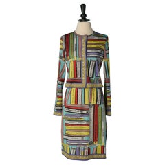 Conjunto de chaqueta y falda de punto con estampado de Biblioteca en JEAN-PAUL GAULTIER JEAN'S