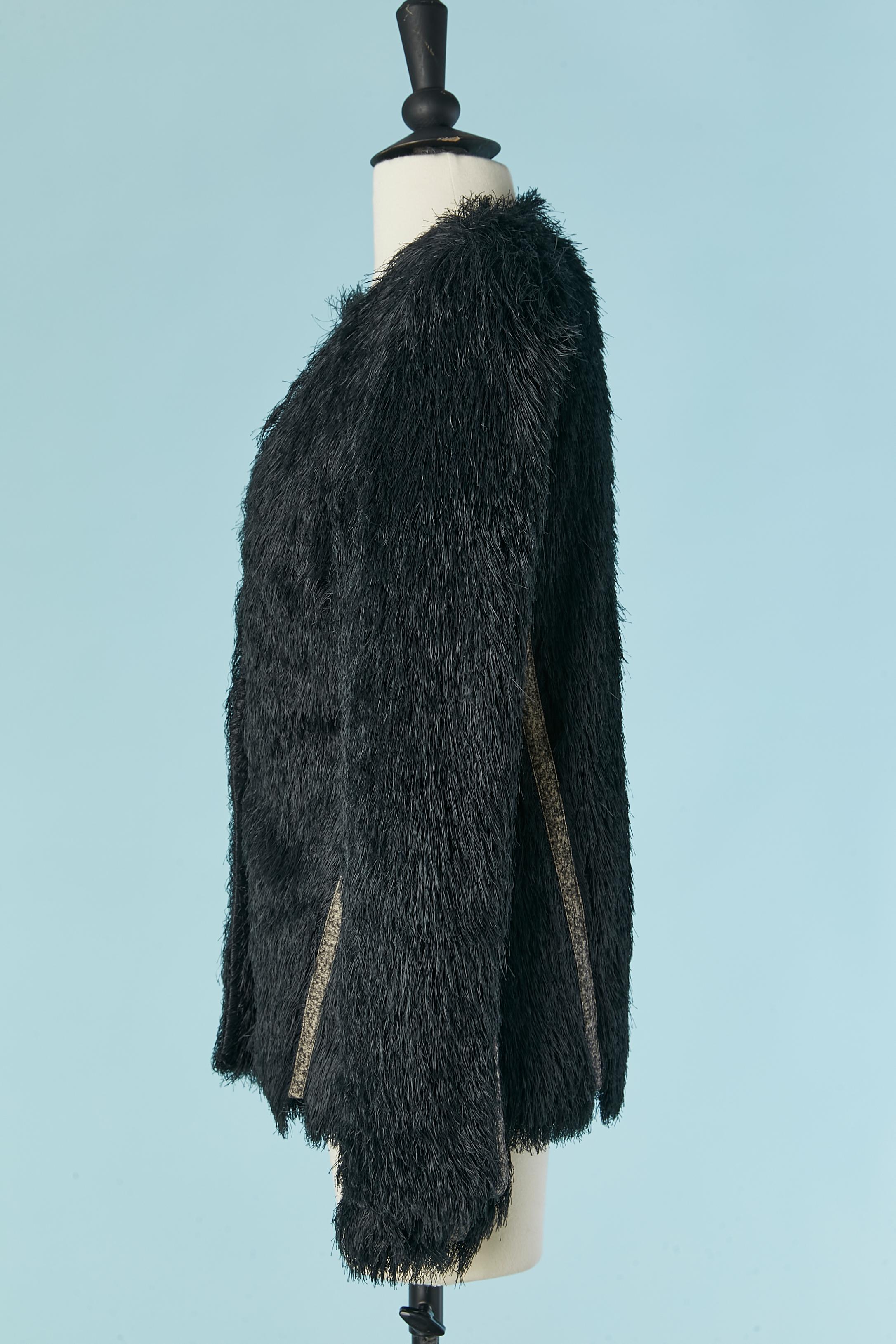 Noir Veste et haut à franges courtes MAURO GASPERI NEUF avec étiquette en vente