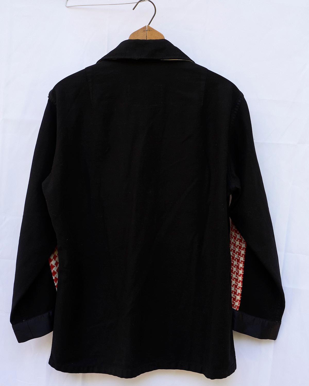 Jacket Black Cotton Embellished Red White Vintage Designer Tweed J Dauphin In New Condition In Los Angeles, CA