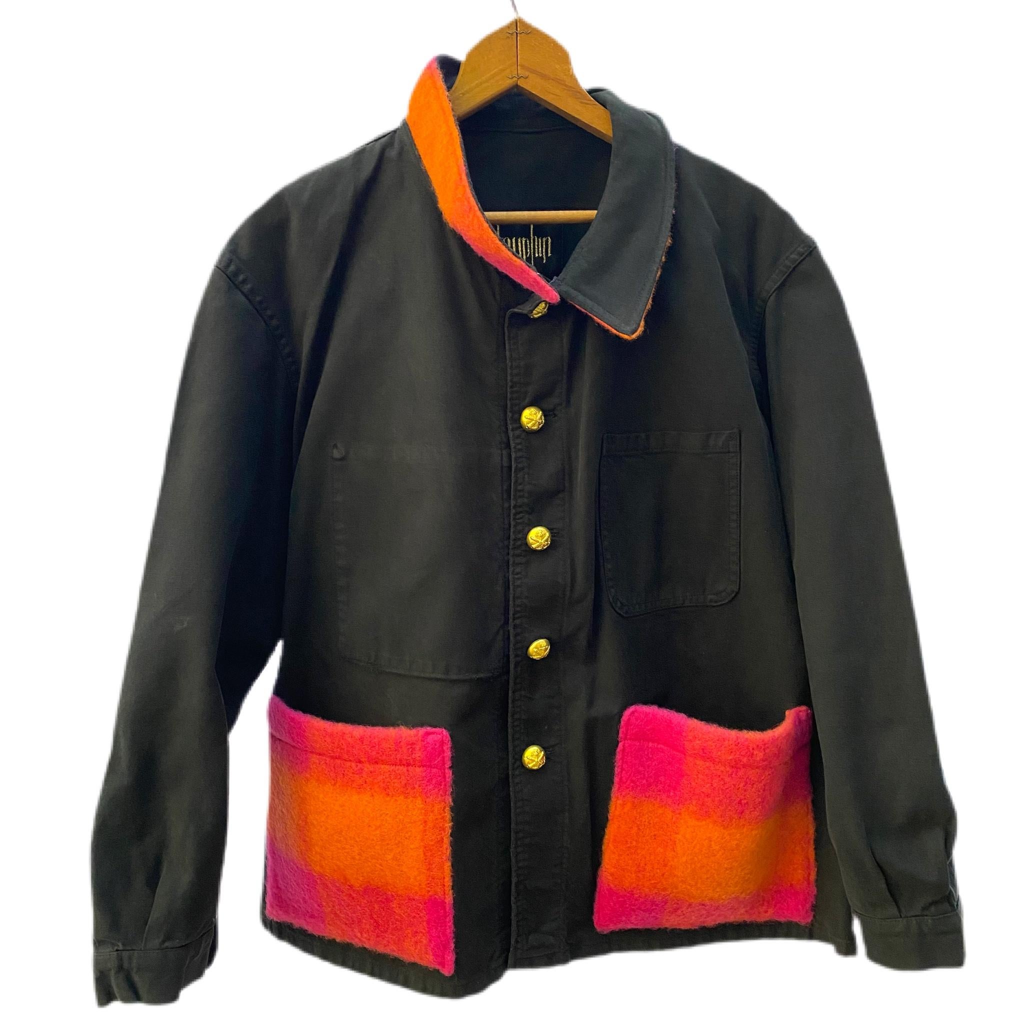 Women's Jacket Black Orange Pink Gold Wool Pocket Gold Buttons J Dauphin
