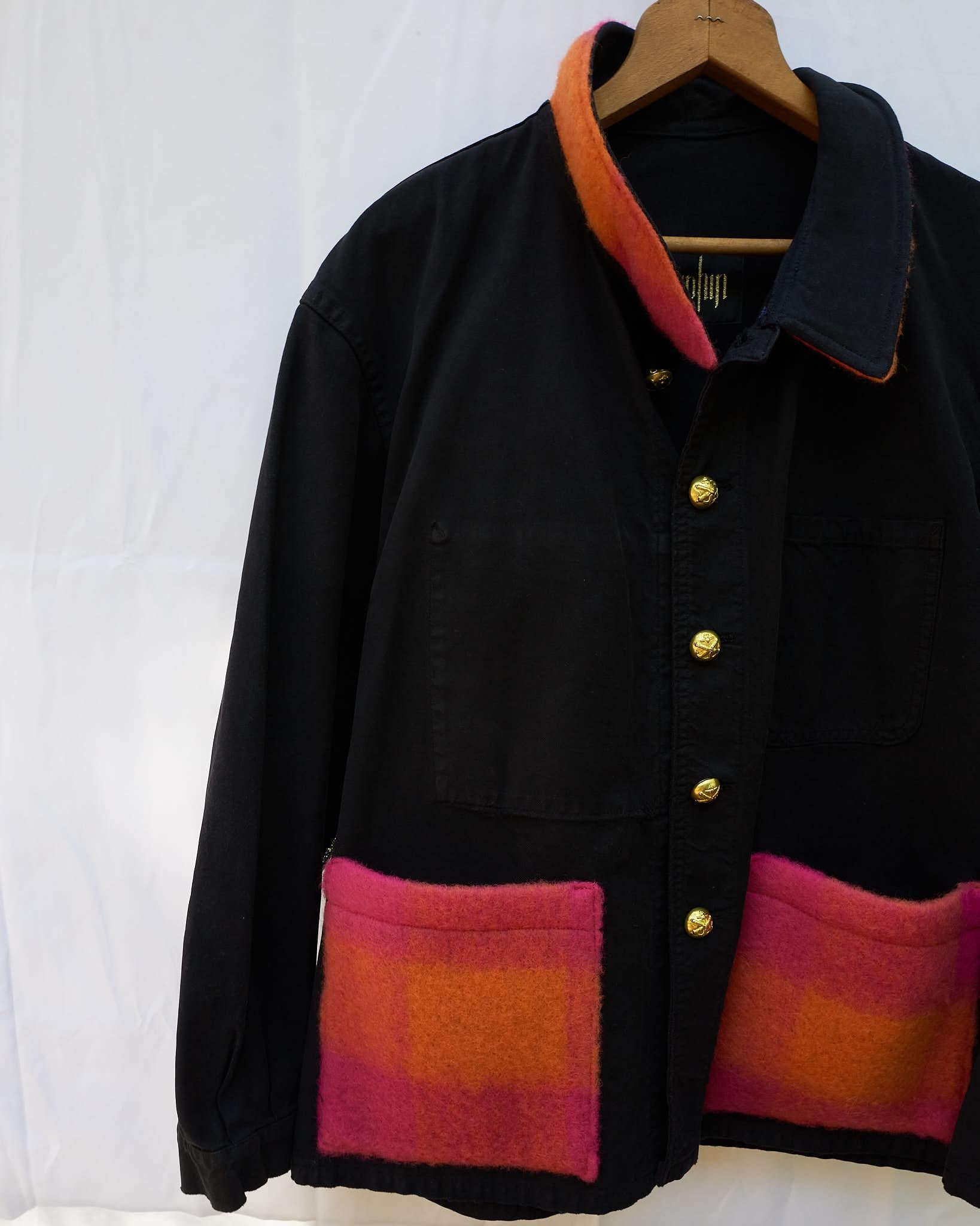 Jacket Black Pink Orange Gold Wool Pocket Gold Buttons J Dauphin 1