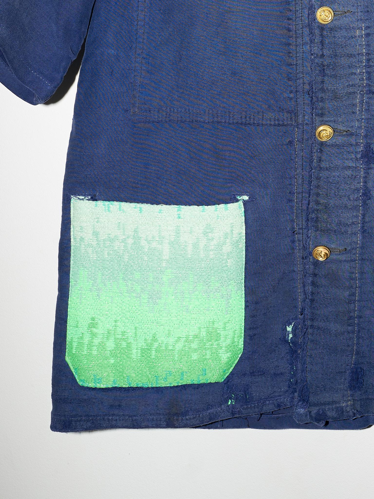Kurzarm-Jacke aus blau-grnem Ombre-Tweed, franzsische Arbeit, Medium J Dauphin (Violett)