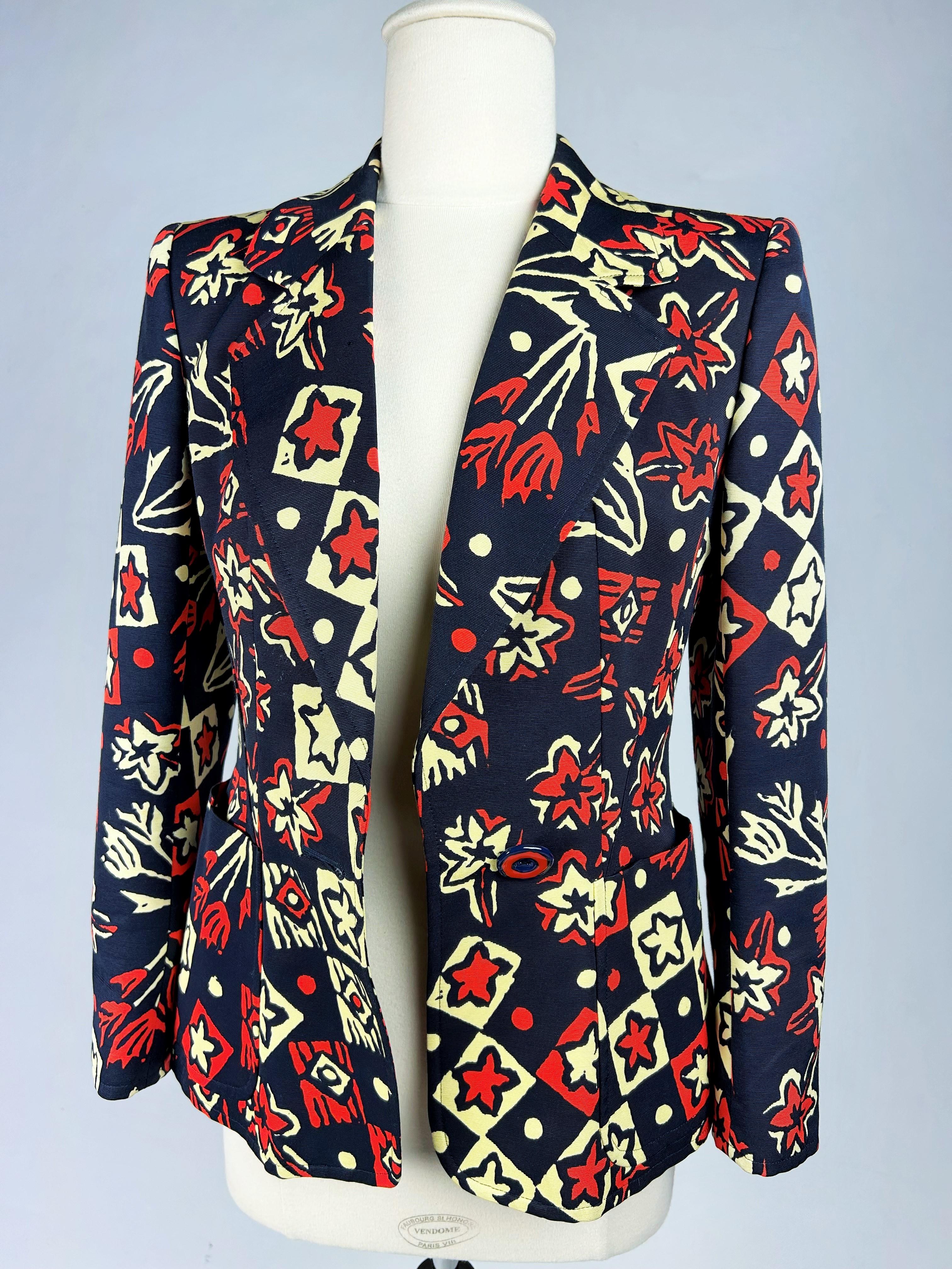 Jacket by Christian Lacroix in printed silk Faille Circa 2000 For Sale 6