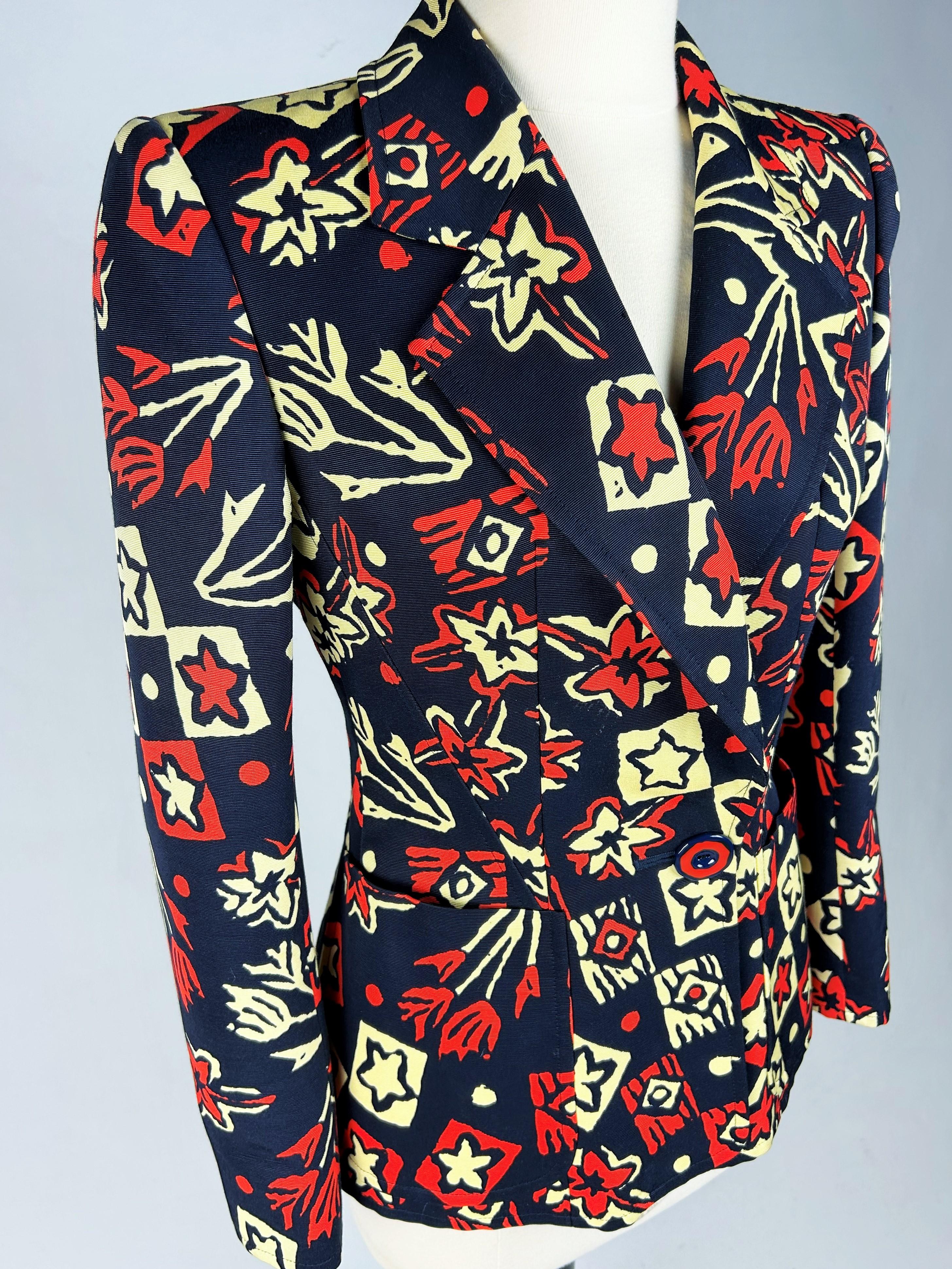 Women's Jacket by Christian Lacroix in printed silk Faille Circa 2000 For Sale