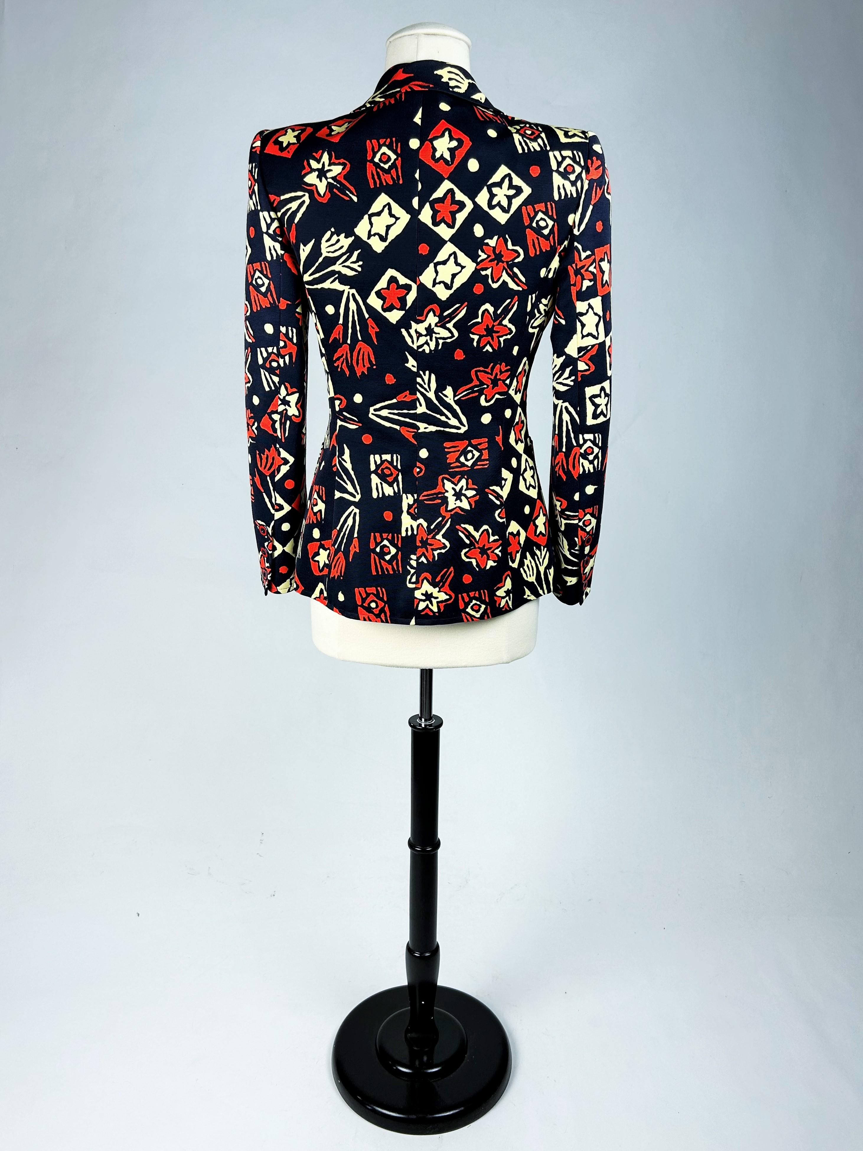 Jacket by Christian Lacroix in printed silk Faille Circa 2000 For Sale 3