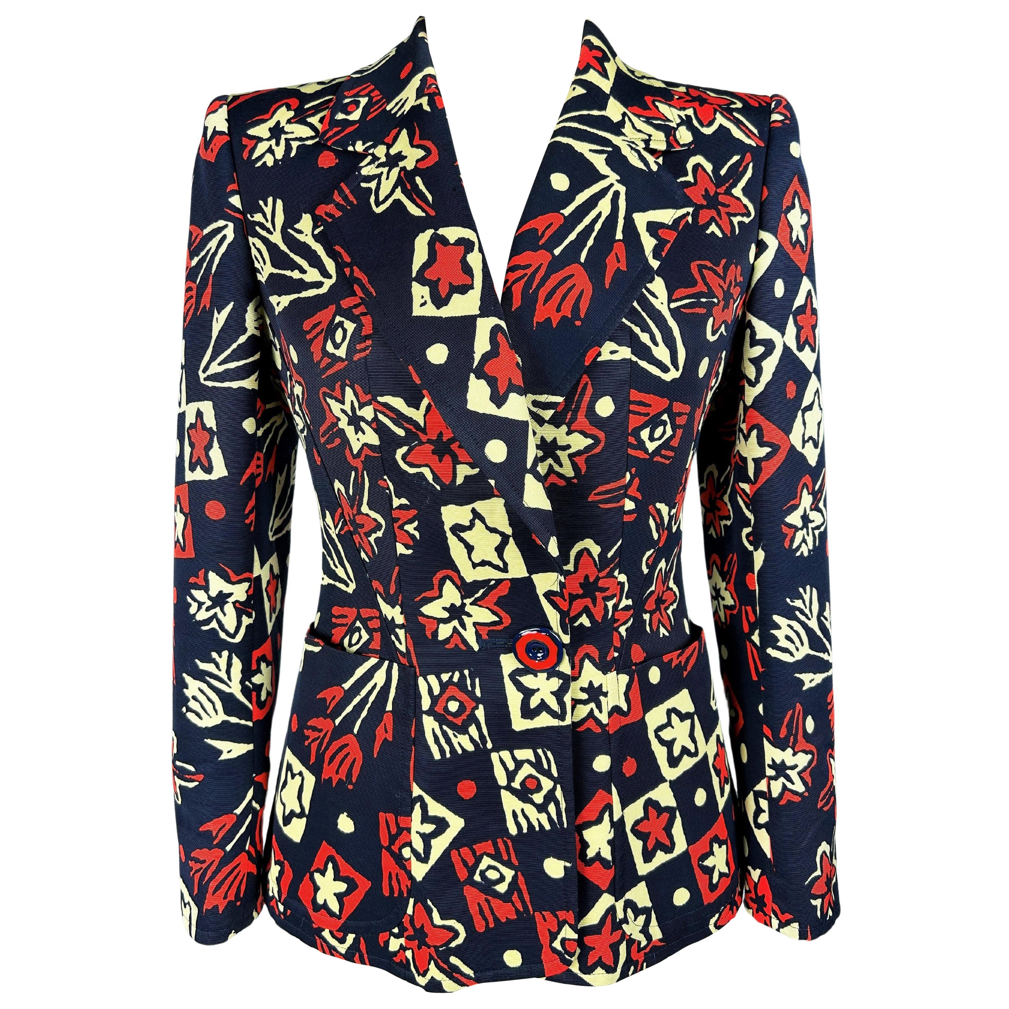 Chaqueta de Christian Lacroix en Faille de seda estampada Circa 2000