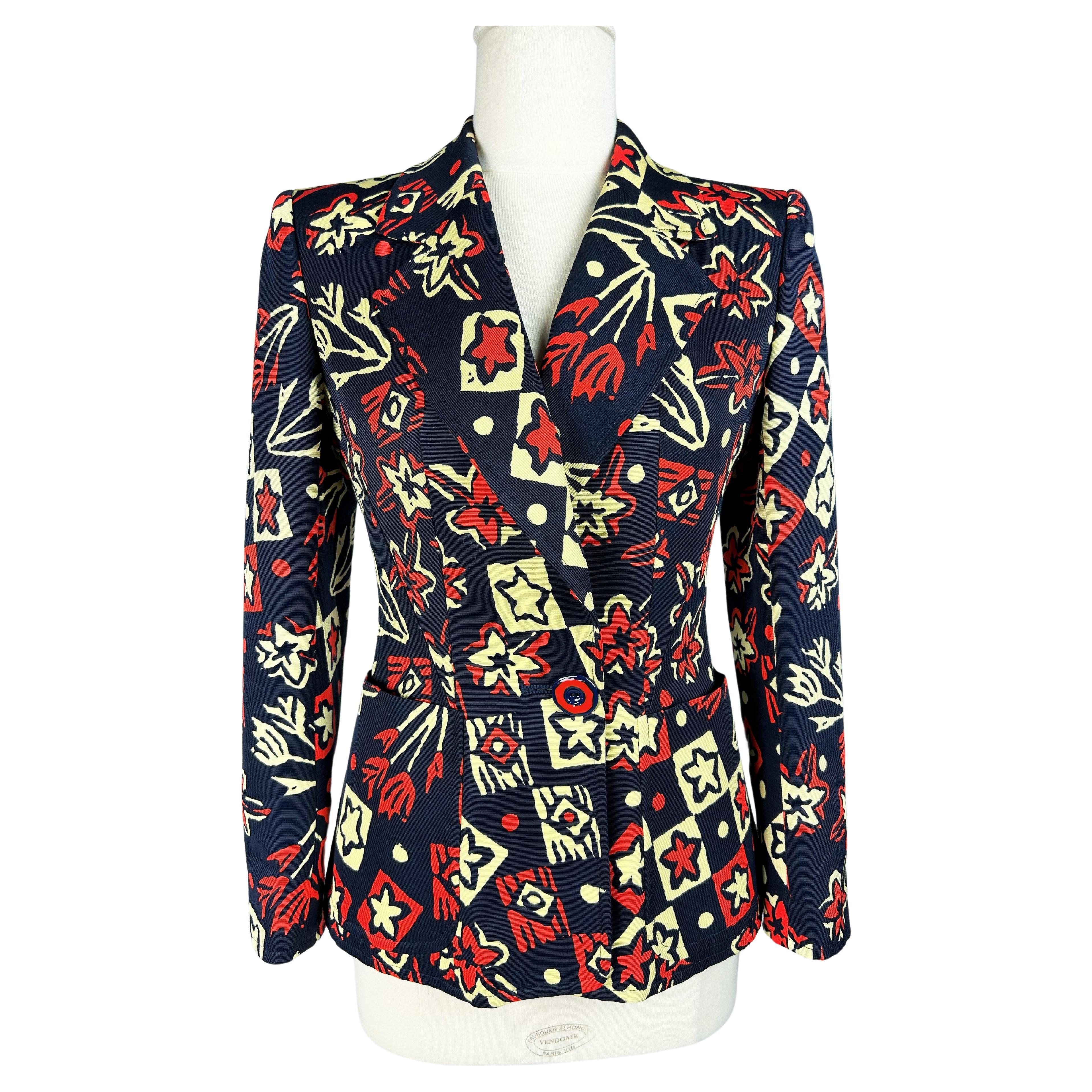 Jacket by Christian Lacroix in printed silk Faille Circa 2000 For Sale