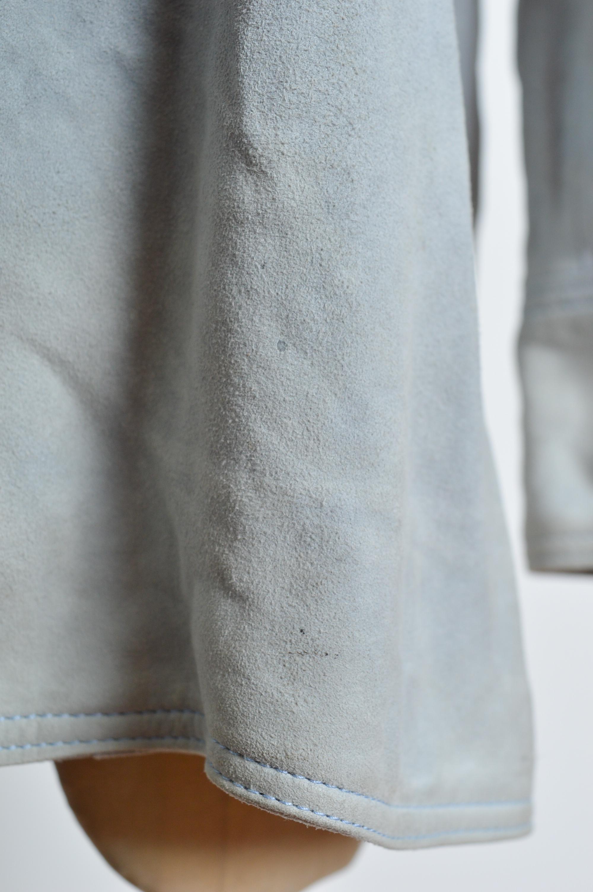 Jacket by HERMÉS Shaket - Vintage Pale Blue Suede Over Shirt 5