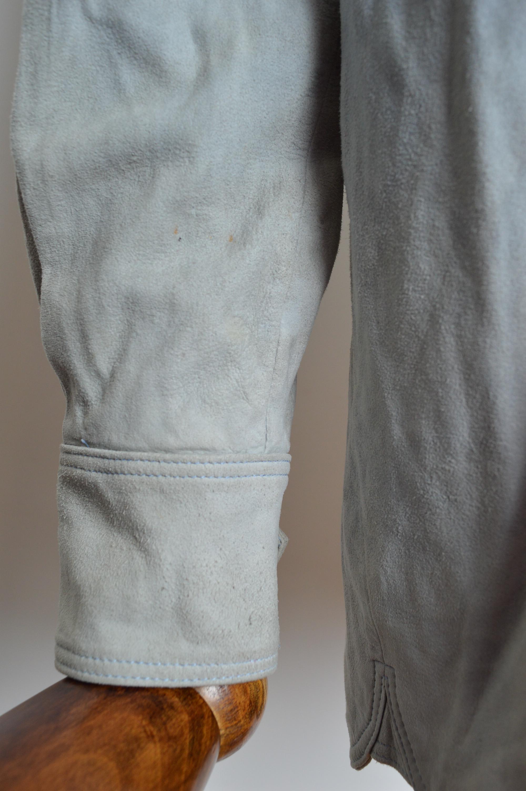 Jacket by HERMÉS Shaket - Vintage Pale Blue Suede Over Shirt 6