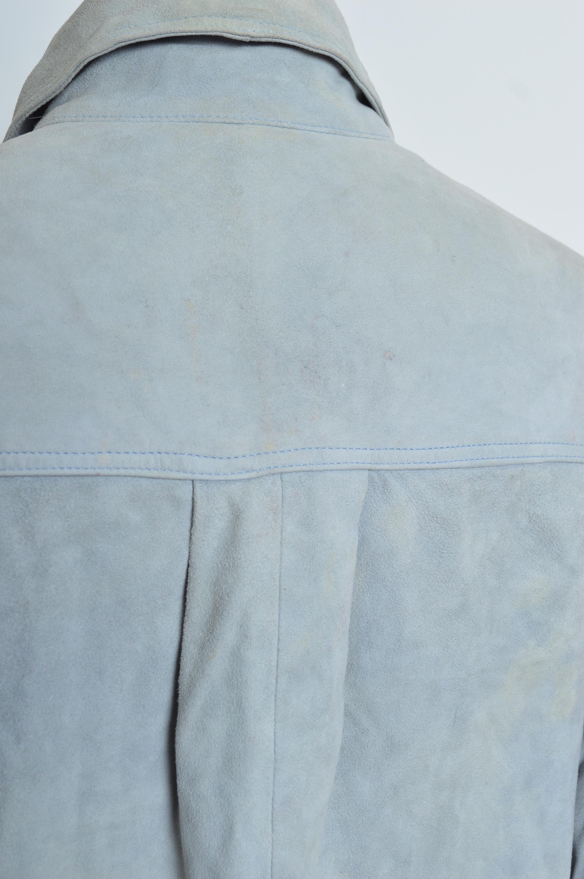 Jacket by HERMÉS Shaket - Vintage Pale Blue Suede Over Shirt 8