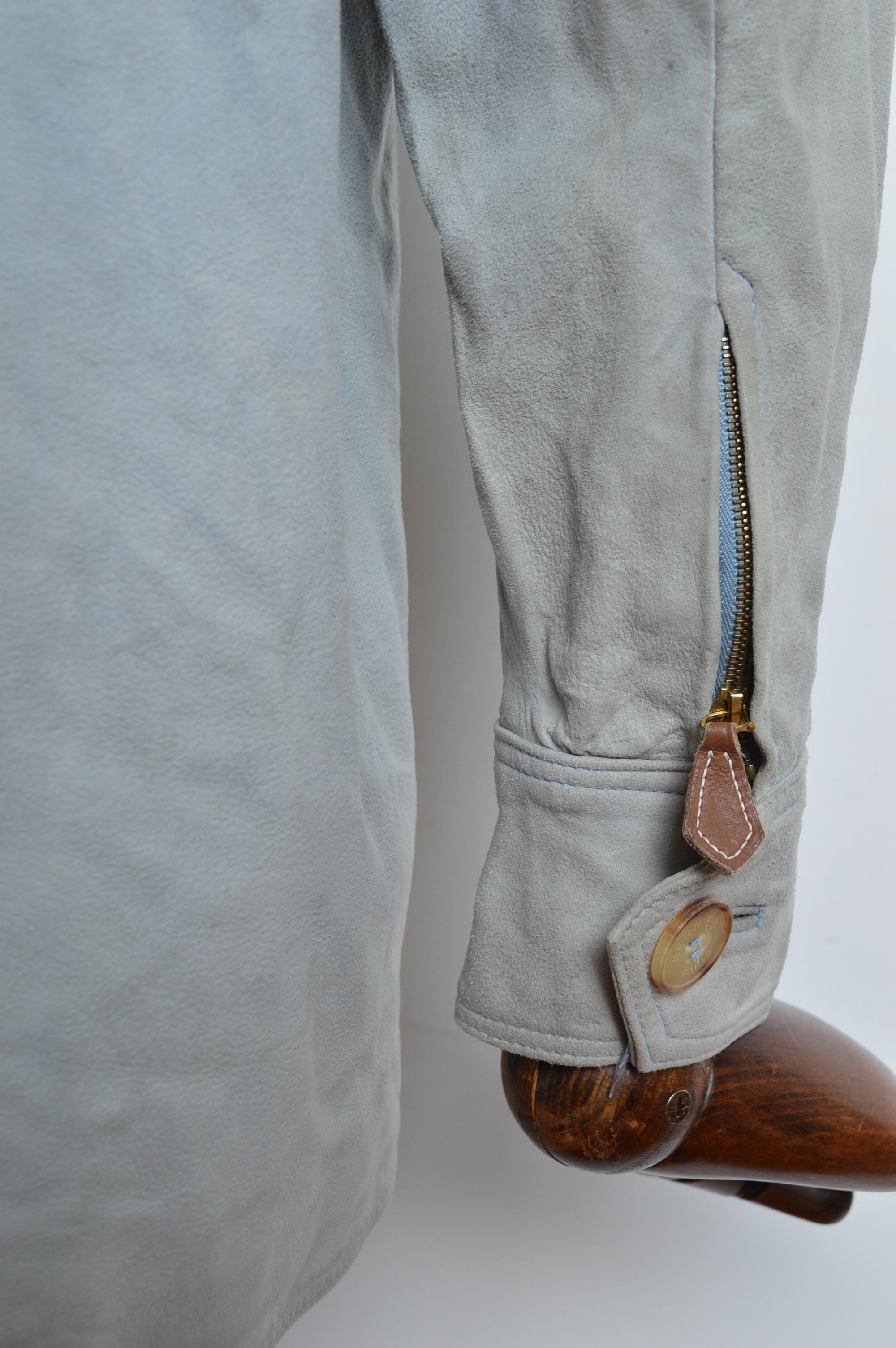 Jacket by HERMÉS Shaket - Vintage Pale Blue Suede Over Shirt 9